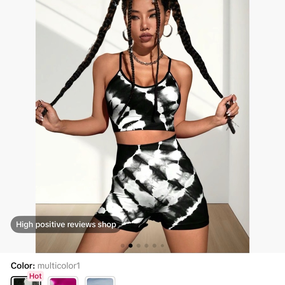 Black and White Tie-Dye Activewear Set